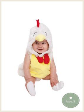 Baby Rooster Chicken Costume Plush Bodysuit with Hood Velcro Closure